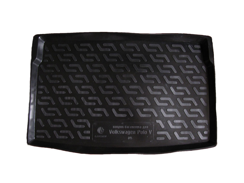 Коврик в багажник Volkswagen Polo '2009-2017 (хетчбек, нижний) L.Locker (черный, резиновый)