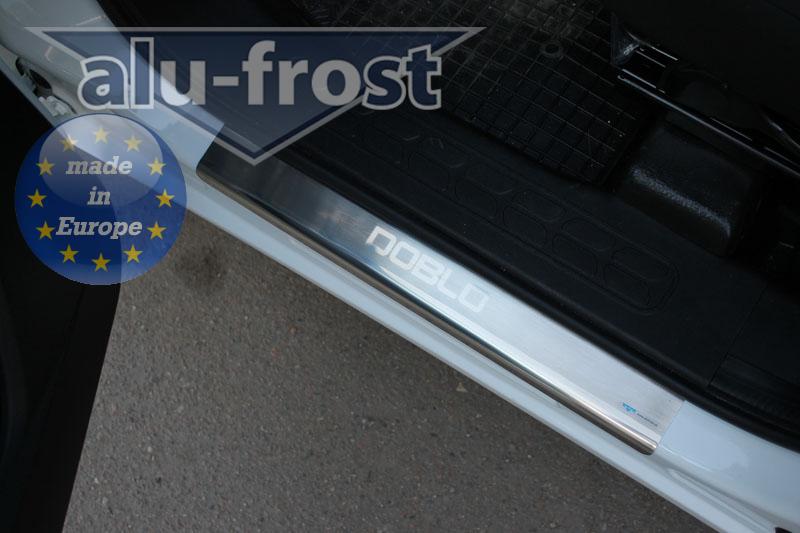 Накладки на пороги Fiat Doblo '2010-> (сталь) Alufrost