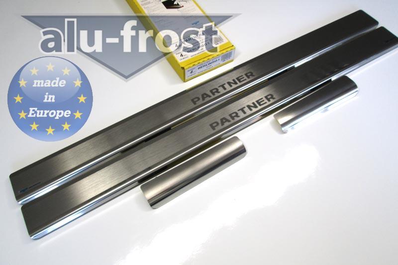 Накладки на пороги Peugeot Partner '1996-2012 (сталь) Alufrost