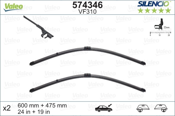 VALEO Щітка склоочисника К-Т БЕЗКАРКАСНИЙ SILENCIO® / 600/475 MM / VF310