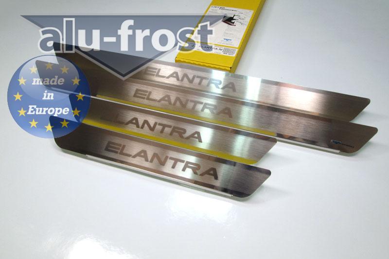 Накладки на пороги Hyundai Elantra '2006-2010 (сталь) Alufrost