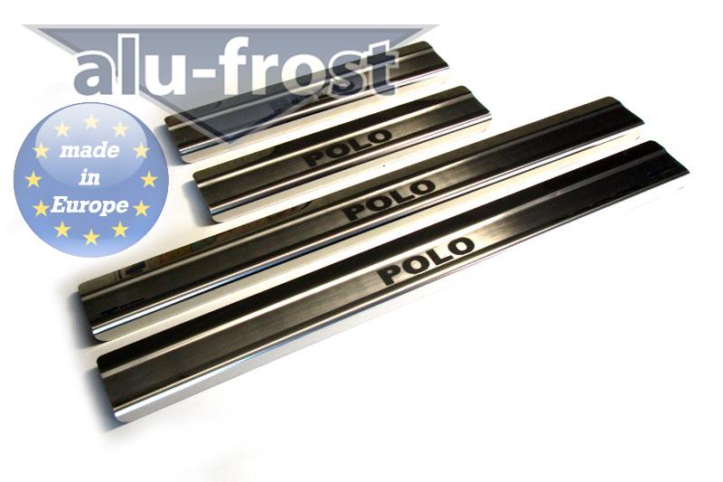 Накладки на пороги Volkswagen Polo '2001-2009 (5 дверей, сталь) Alufrost
