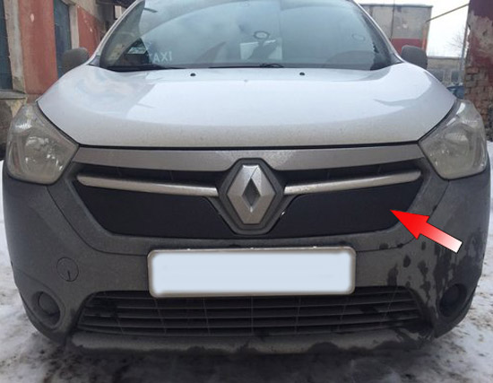 Зимняя накладка на решетку радиатора для Renault Lodgy '2012-2016 (верхняя решетка) матовая FLY