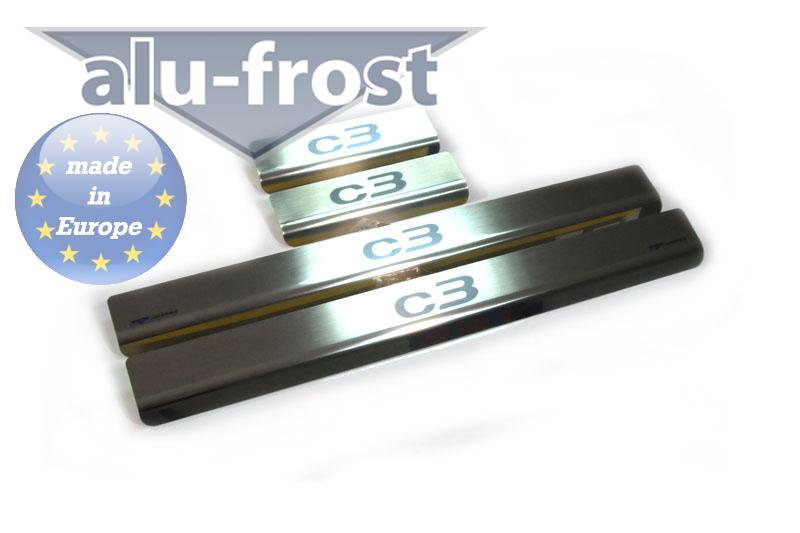 Накладки на пороги Citroen C3 '2009-2016 (сталь) Alufrost