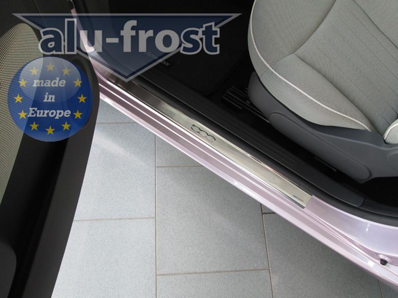 Накладки на пороги Fiat 500 '2007-2020 (сталь) Alufrost