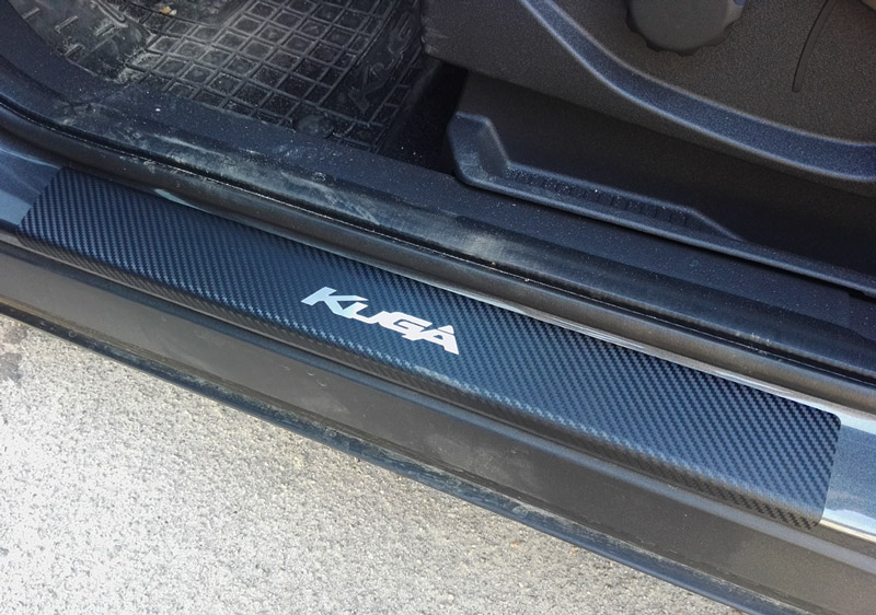 Накладки на пороги Ford Kuga '2013-2019 (исполнение Premium+карбоновая пленка) NataNiko