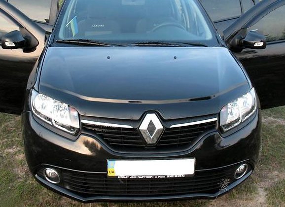 Дефлектор капота Renault Sandero '2013-> (с логотипом) Vip Tuning