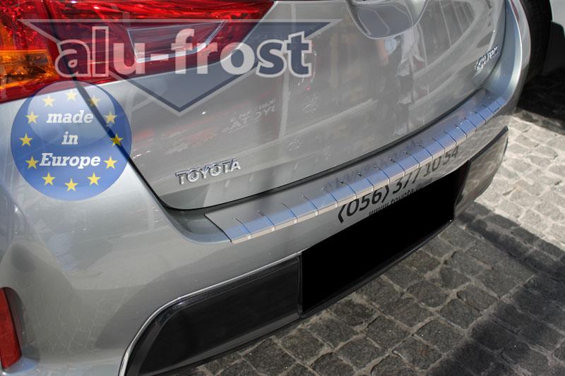 Накладка на бампер Toyota Auris '2012-2015 (с загибом, хетчбек, сталь) Alufrost