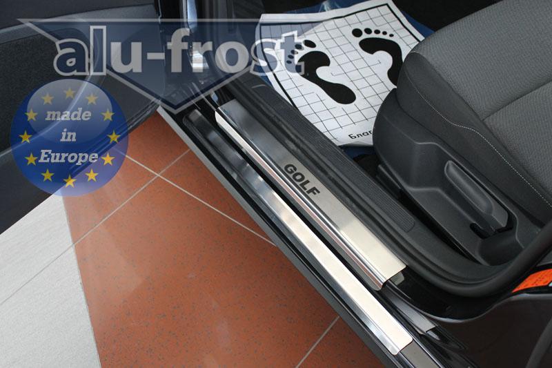 Накладки на пороги Volkswagen Golf 7 '2012-2020 (5 дверей, сталь) Alufrost