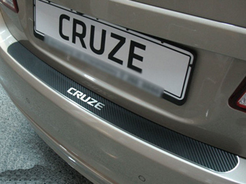 Накладка на бампер Chevrolet Cruze '2009-2016 (прямая, седан, исполнение Premium+карбоновая пленка) NataNiko