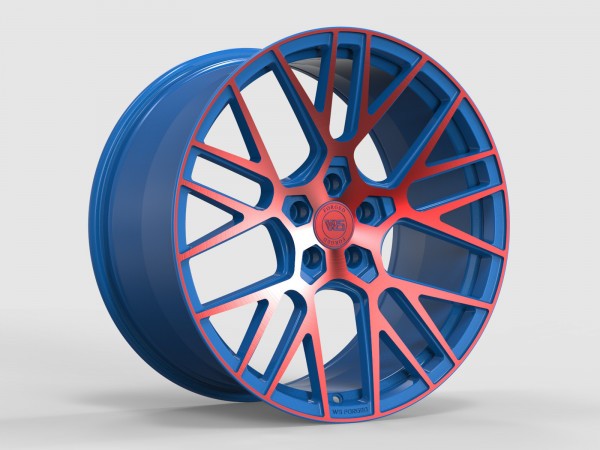 Диски R20 5x114.3 30 9.5J h 70.5 WS2106 MATTE BLUE(inside) WITH RED(outside) FACE FORGED