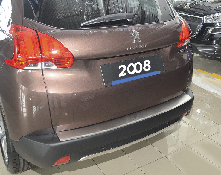 Накладка на бампер Peugeot 2008 '2013-2019 (с загибом, исполнение Premium) NataNiko