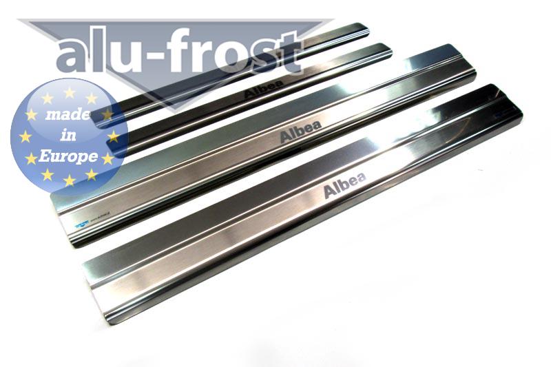 Накладки на пороги Fiat Albea '2002-2012 (сталь) Alufrost