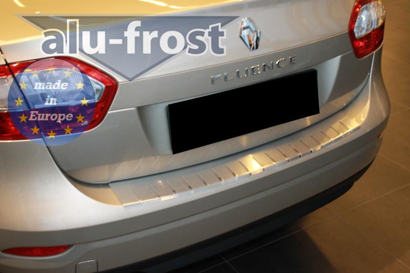 Накладка на бампер Renault Fluence '2009-> (с загибом, сталь) Alufrost
