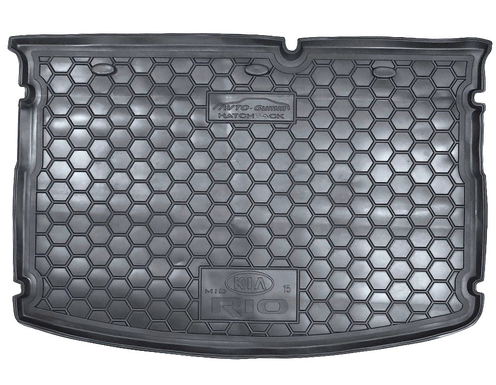 Коврик в багажник KIA Rio '2015-2017 (хетчбек, без органайзера) Avto-Gumm (черный, пластиковый)