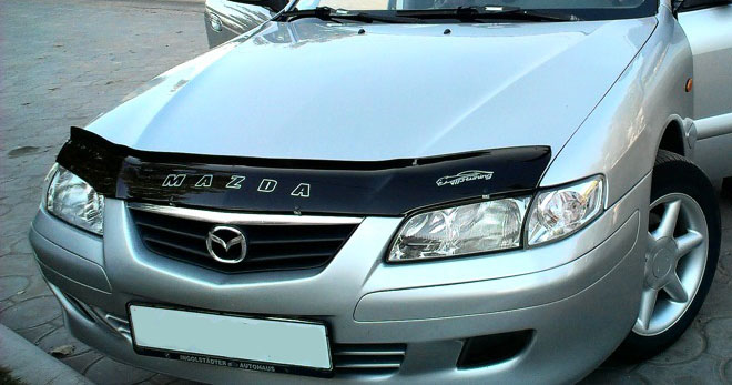 Дефлектор капота Mazda 626 '2000-2002 (с логотипом) Vip Tuning
