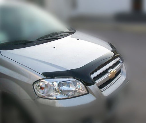 Дефлектор капота Chevrolet Aveo '2006-2011 (седан, без логотипа) Sim