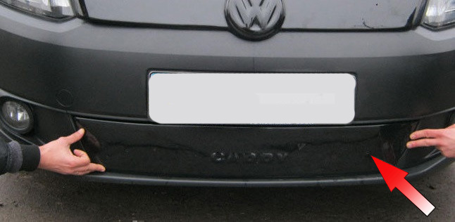 Зимняя накладка на решетку радиатора для Volkswagen Caddy '2010-2015 (бампер низ) глянцевая FLY