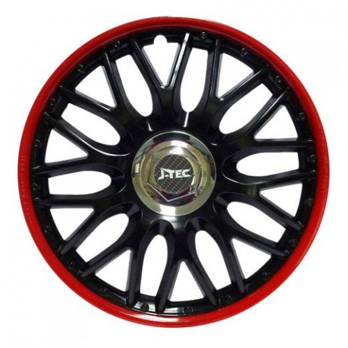Колпаки на колеса (комплект 4 шт., модель Orden Red&Black, размер 15 дюймов) J-Tec