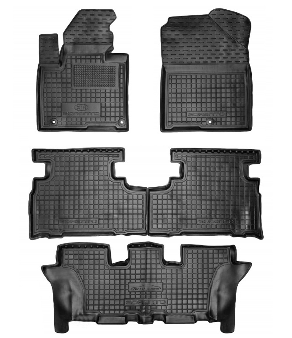 Коврики в салон KIA Sorento '2014-2020 (3 ряда) Avto-Gumm (черные)