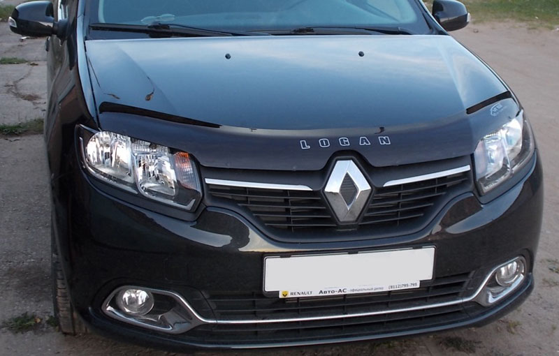 Дефлектор капота Renault Logan '2013-> (с логотипом) Vip Tuning