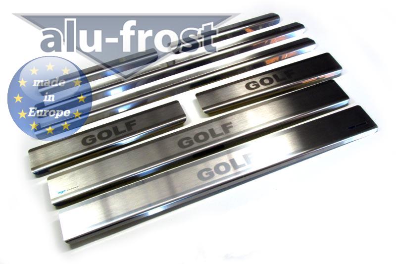 Накладки на пороги Volkswagen Golf 6 '2008-2013 (универсал, сталь) Alufrost