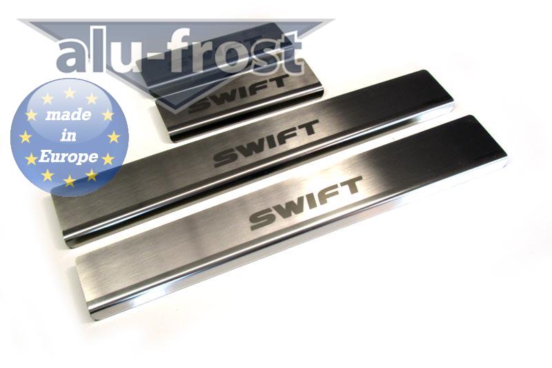 Накладки на пороги Suzuki Swift '2010-2017 (5 дверей, сталь) Alufrost