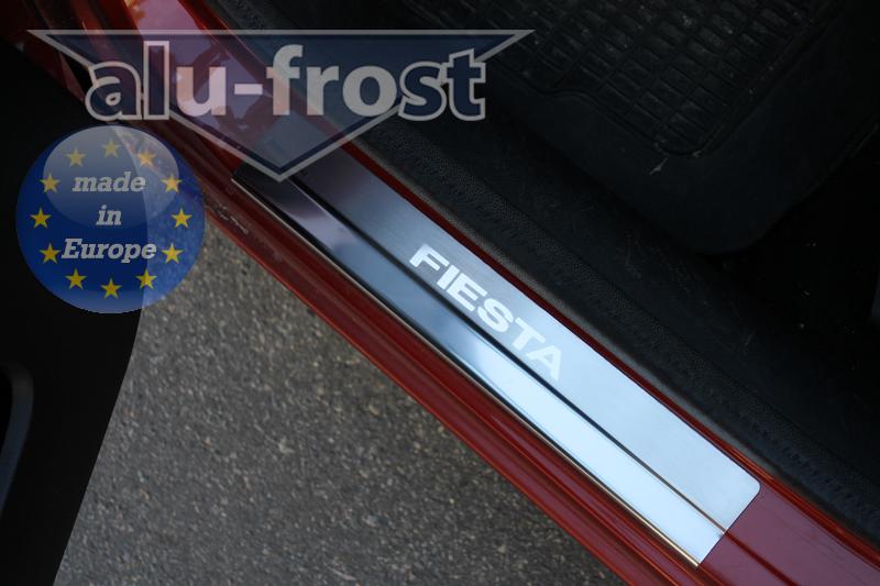 Накладки на пороги Ford Fiesta '2002-2008 (5 дверей, сталь) Alufrost