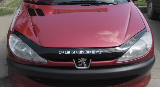 Дефлектор капота Peugeot 206 '1998-2012 (с логотипом) Vip Tuning