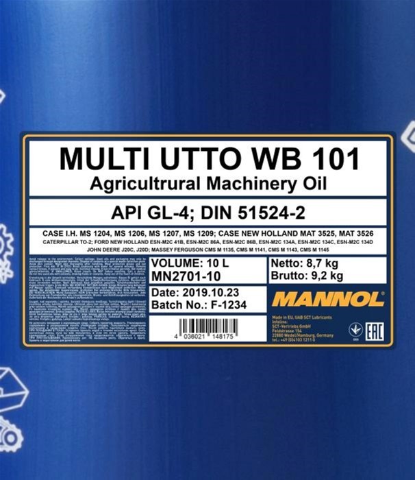 Масло трансмиссионное Mannol UTTO Multi WB 101 10 л (UTTO 10L)
