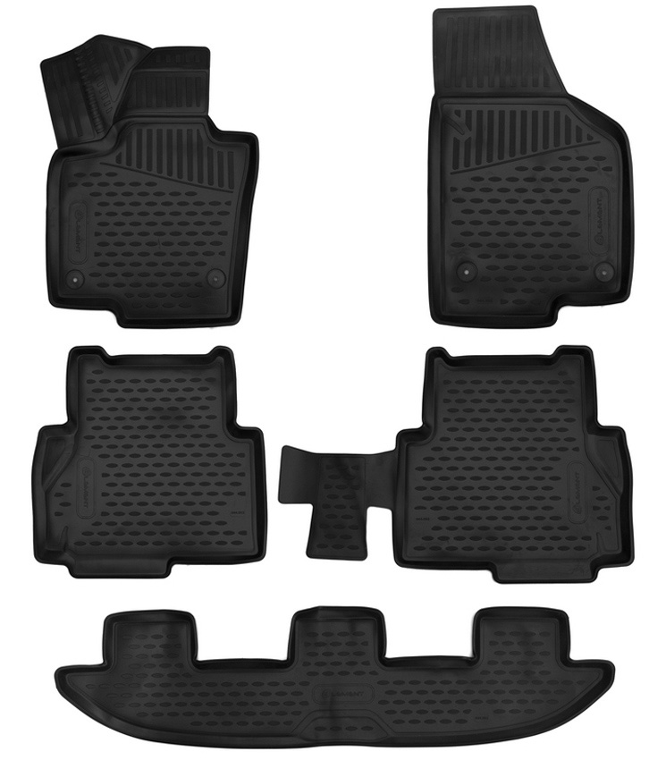 Коврики в салон Volkswagen Sharan '2010-> (3 ряда, 3D) Element (черные)