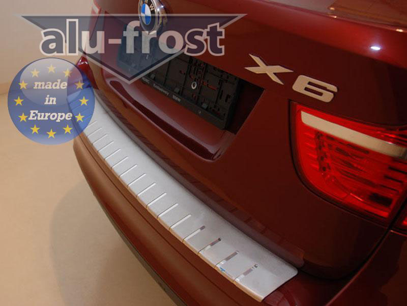Накладка на бампер BMW X6 (E71) '2008-2014 (с загибом, сталь) Alufrost