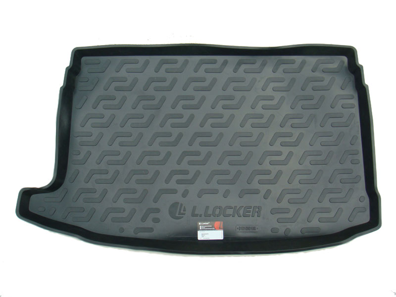 Коврик в багажник Volkswagen Polo '2009-2017 (хетчбек, верхний) L.Locker (черный, пластиковый)