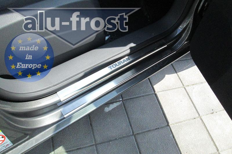 Накладки на пороги Volkswagen Touran '2010-2015 (сталь) Alufrost