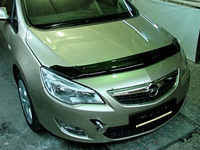 Дефлектор капота Opel Astra (J) '2009-> (без логотипа, длинный) Sim