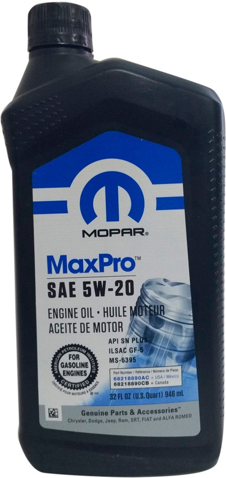 Масло моторное Mopar MAXPRO SAE 5W-20 0.946 л (68218890AC)