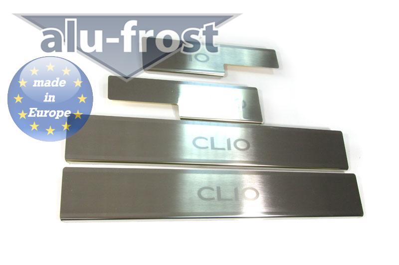 Накладки на пороги Renault Clio '2005-2012 (5 дверей, сталь) Alufrost