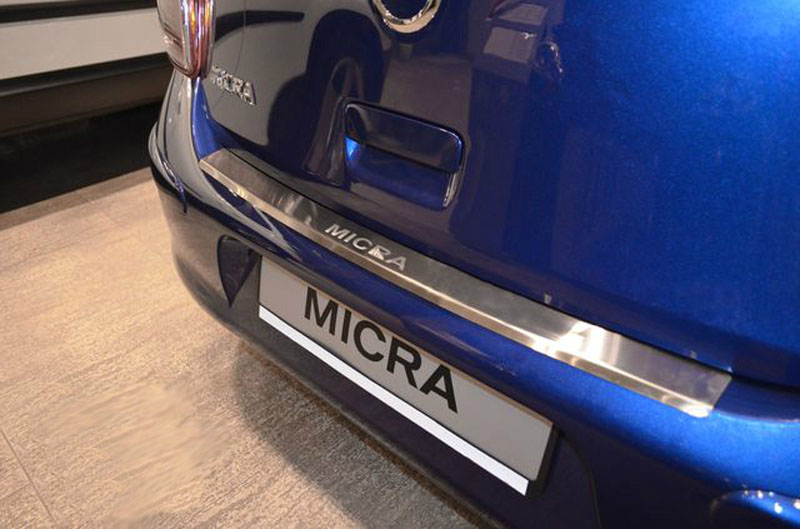 Накладка на бампер Nissan Micra '2010-2017 (с загибом, 5 дверей, исполнение Premium) NataNiko