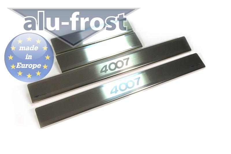 Накладки на пороги Peugeot 4007 '2007-2012 (сталь) Alufrost