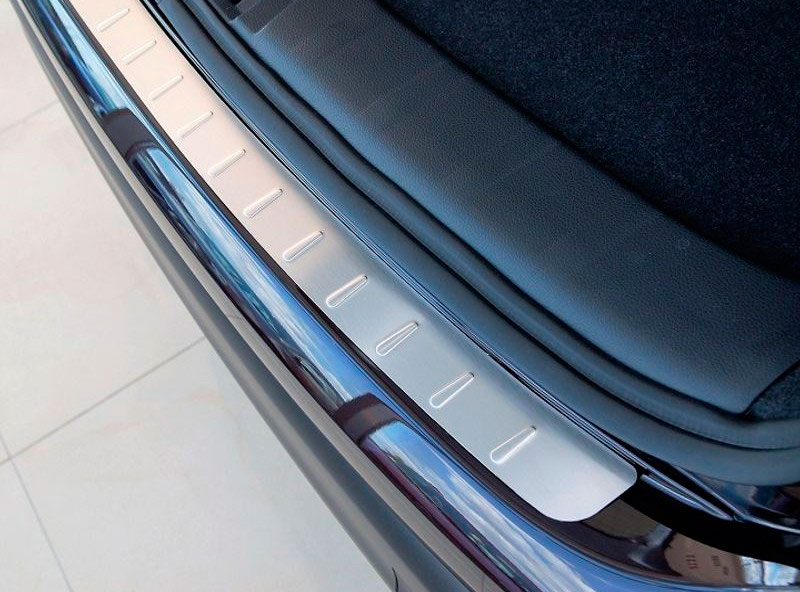 Накладка на бампер Hyundai Tucson '2015-2020 (прессованная, прямая, сталь) Alufrost