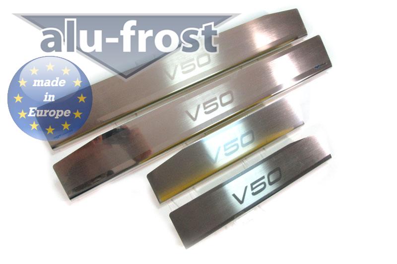 Накладки на пороги Volvo V50 '2004-2012 (сталь) Alufrost