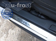Накладки на пороги Peugeot Bipper '2008-> (сталь) Alufrost