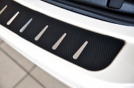 Накладка на бампер Subaru Legacy '2009-2014 (прямая, универсал, сталь+карбоновая пленка) Alufrost