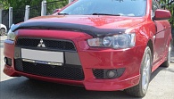 Дефлектор капота Mitsubishi Lancer X '2007-> (без логотипа, длинный) Sim