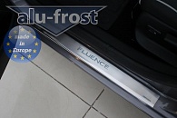 Накладки на пороги Renault Fluence '2009-> (сталь) Alufrost