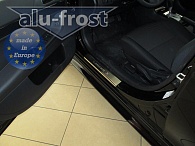 Накладки на пороги Mitsubishi Lancer X Sportback '2008-> (сталь) Alufrost