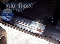 Накладки на пороги Suzuki Grand Vitara '2005-> (5 дверей, сталь) Alufrost