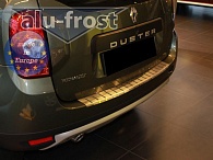 Накладка на бампер Renault Duster '2010-2018 (с загибом, сталь) Alufrost