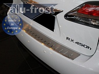 Накладка на бампер Lexus RX '2009-2015 (с загибом, сталь) Alufrost