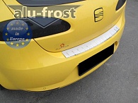Накладка на бампер Seat Leon '2005-2012 (с загибом, сталь) Alufrost